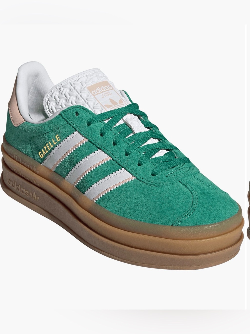 Adidas Gazelle Bold J IH6455 Bold Green White Platform Sneakers NWT